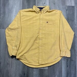 Vintage Y2K Tommy Hilfiger‎ Yellow Striped Size XL Button Down Shirt
